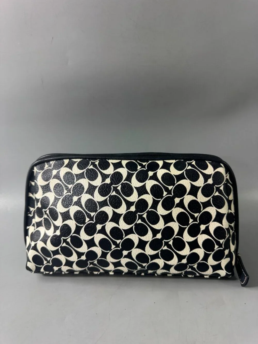 Authentic Coach Signature C PVC & Leather Small Clutch Bag Black & White